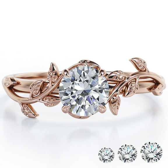 JeenMata 0.50 Carat Round Cut Moissanite Bohemian Engagement Ring - Vintage Moissanite Promise Ring - 18k Rose Gold Plating for Women