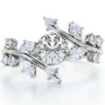 thumbnail image 1 of JeenMata 0.75 Carat Round Shaped Moissanite - Cathedral Prong Set - Nature Inspired Engagement Ring - 18K White Gold Plating Over Silver, 1 of 7