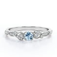 thumbnail image 1 of JeenMata 1.10 Carat Filigree Round Shape Brazilian Created Aquamarine and Moissanite Art Deco Vintage Engagement Ring In 18K White Gold Plating Over Silver, 1 of 6
