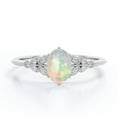 thumbnail image 1 of JeenMata 1.10 Carat Oval Cut White Opal And Moissanite - Milgrain Edge - 8 Prong Cathedral - Cluster Engagement Ring - 18K White Gold Plating Over Silver, 1 of 7