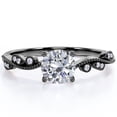 thumbnail image 1 of JeenMata 1.10 Carat Round Moissanite - Milgrain Decorative Bezel - Curved Band Engagement Ring - 18K Black Gold Plating Over Silver, 1 of 7