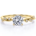 thumbnail image 1 of JeenMata 1.10 Carat Round Moissanite - Milgrain Decorative Bezel - Curved Band Engagement Ring - 18K Yellow Gold Plating Over Silver, 1 of 6
