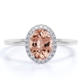 thumbnail image 1 of JeenMata 1.15 Carat Oval Cut created morganite and Moissanite Engagement Ring in 18k White Gold over Silver, 1 of 6