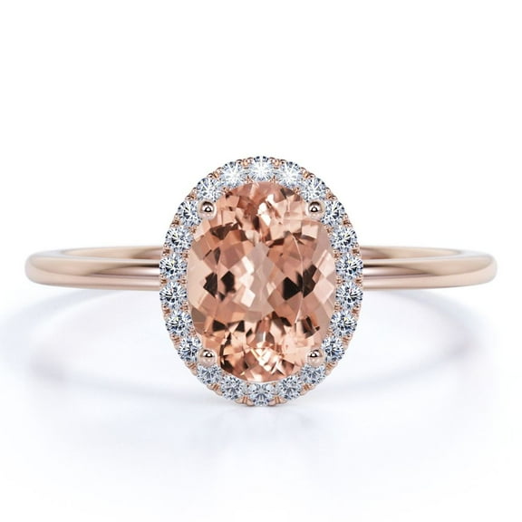 JeenMata 1.15 Carat Oval cut created morganite and Moissanite Engagement Ring in 18k Gold Over Sterling Silver