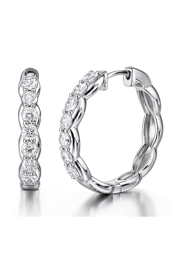 Lab Grown Diamond 1.25 Carat Infinity-Inspired Hoop Earrings in 18K White Gold Plating for Women