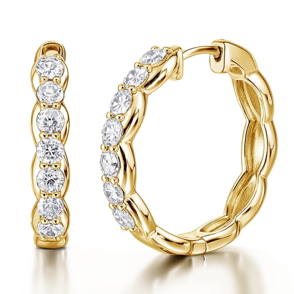 JeenMata Lab Grown Diamond 1.25 Carat Infinity-Inspired Hoop Earrings in 18K Yellow Gold Plating for Women