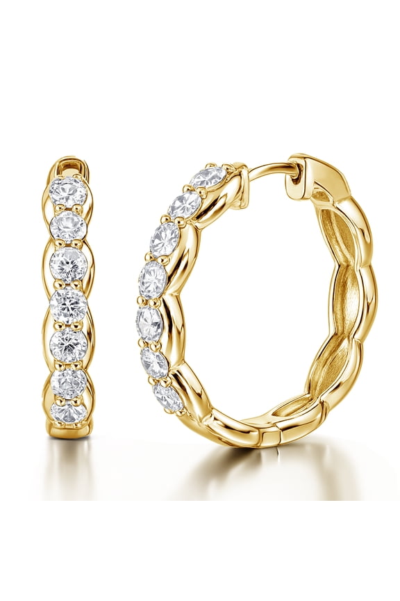 Lab Grown Diamond 1.25 Carat Infinity-Inspired Hoop Earrings in 18K Yellow Gold Plating for Women