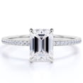 thumbnail image 1 of JeenMata 1.25 Carat Emerald Cut Moissanite Solitaire Engagement Ring in 18k White Gold Over Silver, 1 of 7