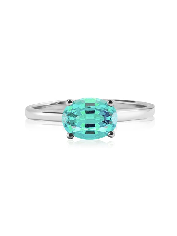 1.25 Carat Oval Cut - December Birthstone Solitaire Engagement Ring in 18k White Gold Over Silver
