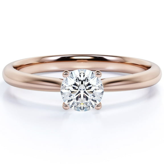JeenMata 2 Carat Round Cut Engagement Ring - Prong Setting - Solitaire Promise Ring - 18K Rose Gold Plating Over Silver