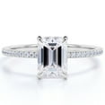 thumbnail image 1 of JeenMata 1.25 Carat emerald cut Moissanite Solitaire Engagement Ring in 18k White Gold Over Silver, 1 of 7
