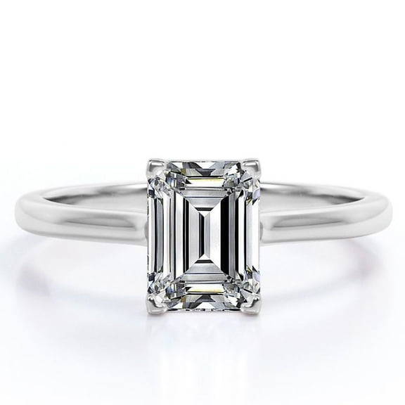 JeenMata 3 Carat Emerald Cut Engagement Ring - Prong Setting - Solitaire Promise Ring - 18K Rose Gold Plating Over Silver
