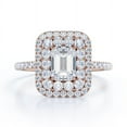 thumbnail image 1 of JeenMata 1.5 Carat Emerald Cut Moissanite Engagement Ring - Bridal Ring - Double Halo Ring - Cluster Ring - 18k Rose Gold Plating for Women, 1 of 9