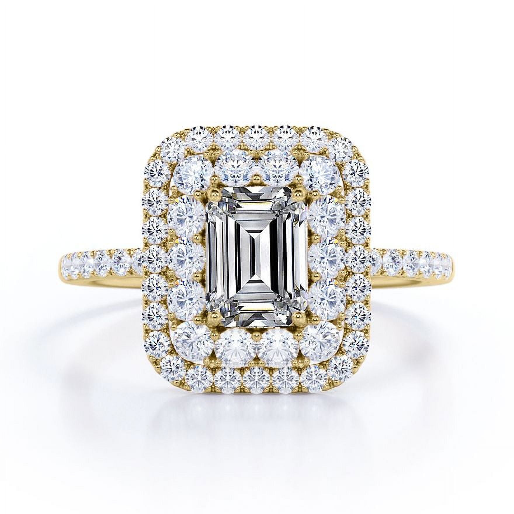 2.4 Ct. Emerald Cut Natural Diamond Halo 3 Row Split Shank Diamond Engagement  Ring (GIA Certified) | Diamond Mansion