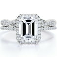 thumbnail image 1 of JeenMata 1.5 Carat Emerald Cut Moissanite Wedding Set with Infinity Band in 18k White Gold Over Silver, 1 of 7