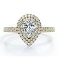 thumbnail image 1 of JeenMata 1.25 Carat Pear Cut - Duo Halo Setting - Pave Design Engagement Ring - 18K Yellow Gold Plating over Silver, 1 of 7