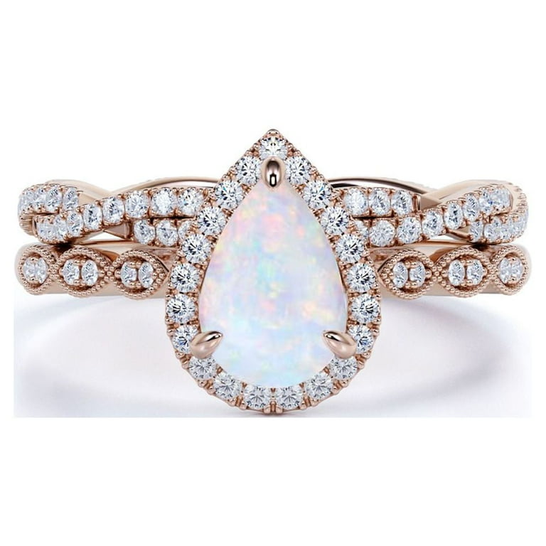 Pear shaped opal outlet ring rose gold