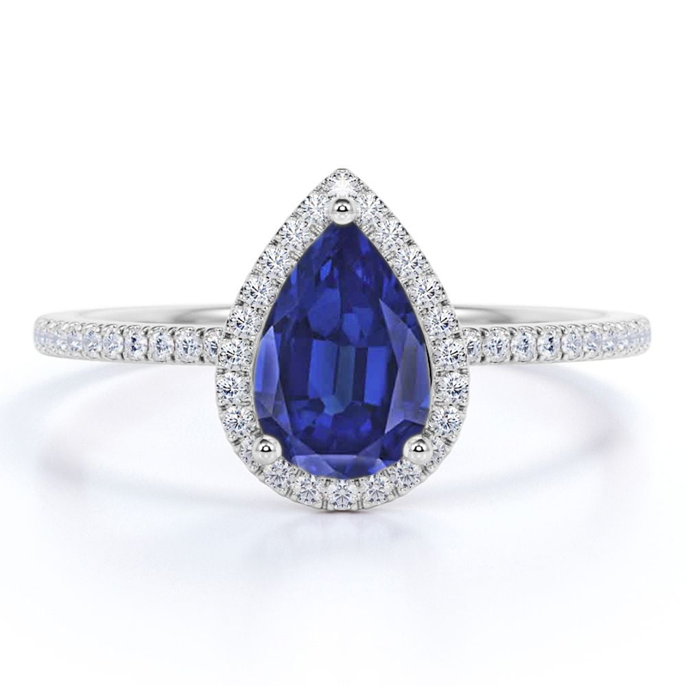 Blue sapphire pear shaped engagement rings deals