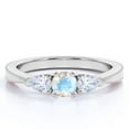 thumbnail image 1 of JeenMata 1.5 carat Round Cut Moonstone and Moissanite Curved Shoulder Engagement Ring in 18k White Gold over Silver, 1 of 6