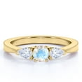 thumbnail image 1 of JeenMata 1.5 carat Round Cut Moonstone and Moissanite Curved Shoulder Engagement Ring in 18k Yellow Gold over Silver, 1 of 6