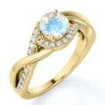 thumbnail image 1 of JeenMata 1.5 carat Round Cut Moonstone and Moissanite Unique Infinity Design Engagement Ring in 18k Yellow Gold over Silver, 1 of 6