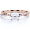 thumbnail image 1 of JeenMata 1.50 Carat Cushion Cut Moissanite Twist Band Engagement Ring in 18k Rose Gold over Silver, 1 of 7