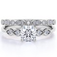 thumbnail image 1 of JeenMata 1.50 Carat Round cut Moissanite Wedding Ring Set in 18k White Gold Over Silver, 1 of 7