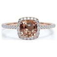 thumbnail image 1 of JeenMata 1.75 Carat Cushion Cut created morganite Halo Engagement Ring in 18k Rose Gold over Silver, 1 of 6