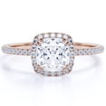 thumbnail image 1 of JeenMata 1.75 Carat Cushion cut Moissanite Halo Engagement Ring in 18k Rose Gold Over Silver, 1 of 7