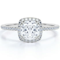 JeenMata 1.75 Carat Cushion cut Moissanite Halo Wedding Ring in 18k White Gold Over Silver