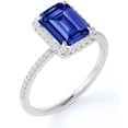 thumbnail image 1 of JeenMata 1.75 Carat Emerald Cut Antique Synthetic Sapphire Engagement Ring in 18k White Gold over Silver, 1 of 6