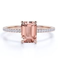 thumbnail image 1 of JeenMata 1.75 Carat Emerald Cut Lab Created Morganite Solitaire Engagement Ring in 18k Rose Gold over Silver, 1 of 6