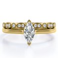 thumbnail image 1 of JeenMata 1.75 Carat Marquise Cut Solitaire Ring - Art Deco Scalloped Wedding Set - 18K Yellow Gold Plating over Silver, 1 of 7