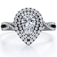 thumbnail image 1 of JeenMata 1 Carat Pear Shape Moissanite - Infinity Twisted Shank - Duo Halo Cluster Engagement Ring - 18K Black Gold Plating for Women, 1 of 7