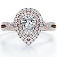 thumbnail image 1 of JeenMata 1 Carat Pear Shape Moissanite - Infinity Twisted Shank - Duo Halo Cluster Engagement Ring - 18K Rose Gold Plating for Women, 1 of 7