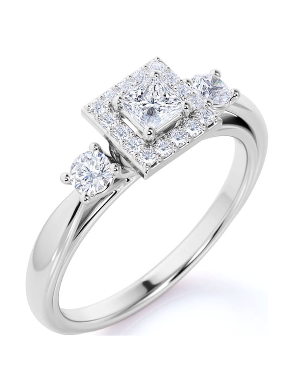 1.75 Carat Princess Cut Moissanite Engagement Ring - Antique Ring - Art Deco Ring - Bezel Ring - 18k White Gold Over Silver