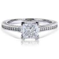 JeenMata 1.75 Carat Princess Cut Moissanite Engagement Ring - Bridal Set - Pave Ring - Promise Ring - 18k White Gold Over Silver