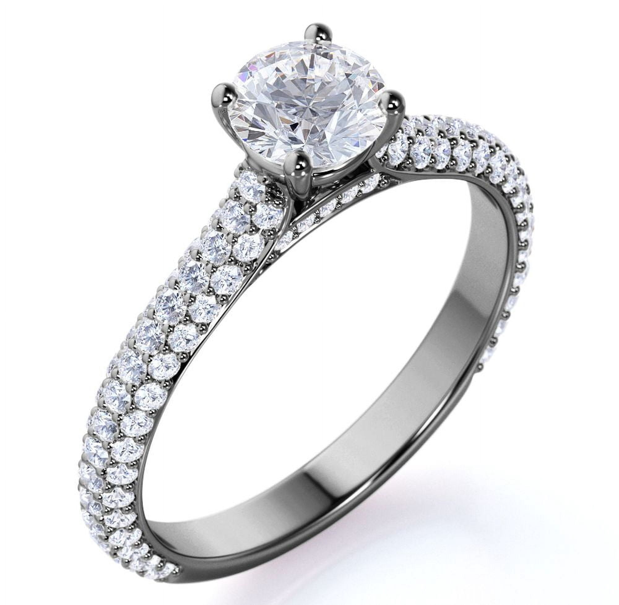 JeenMata 1.75 Carat Round Cut Moissanite Engagement Ring - Classic Engagement Ring - Cluster Ring - 18k Black Gold Over Silver