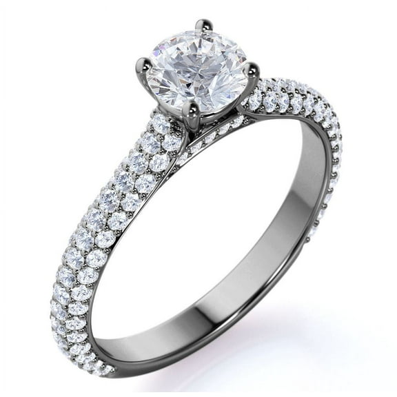 JeenMata 1.75 Carat Round Cut Moissanite Engagement Ring - Classic Engagement Ring - Cluster Ring - 18k Black Gold Over Silver