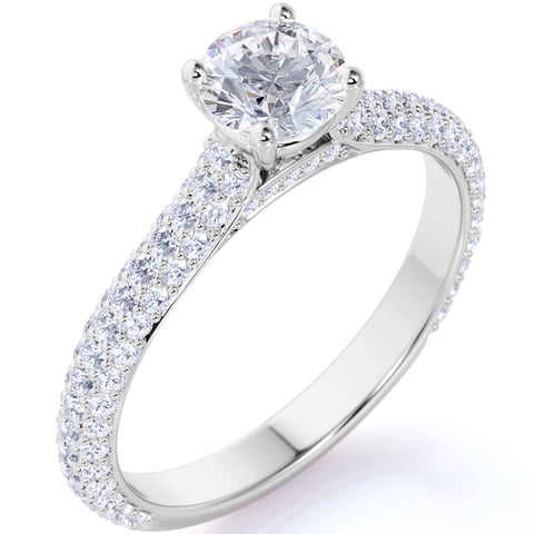 JeenMata 1.75 Carat Round Cut Moissanite Engagement Ring - Classic Engagement Ring - Cluster Ring - 18k White Gold Over Silver