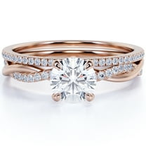 JeenMata 1.75 Carat Round Cut Moissanite Bridal Set in 18k Rose Gold Over Silver Celebrity Ring