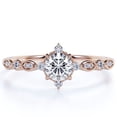 thumbnail image 1 of JeenMata 1.75 Carat Round Near Colorless Moissanite Promise Ring - Minimalist Moissanite Engagement Ring - 18k Rose Gold over Silver, 1 of 7