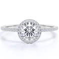 thumbnail image 1 of JeenMata 1.75 Carat Round cut Moissanite Halo Wedding Ring in 18k White Gold Over Silver, 1 of 7