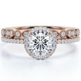 thumbnail image 1 of JeenMata 1.75 Carat Round cut Moissanite Wedding Ring set in 18k Rose Gold Over Silver, 1 of 7