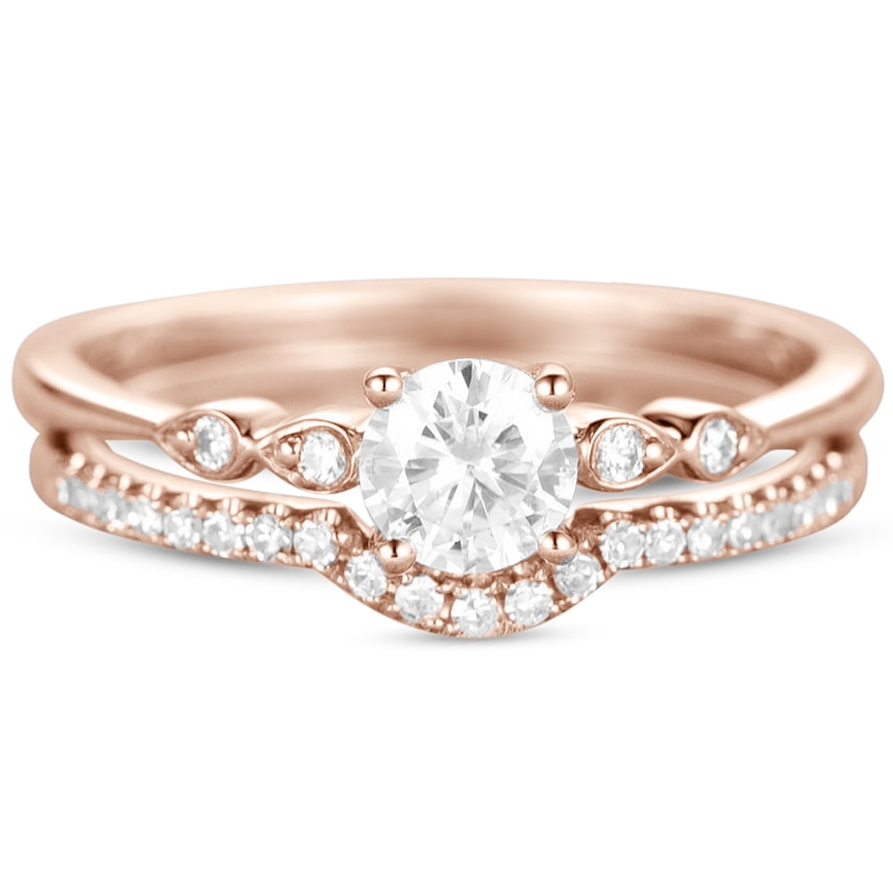 Infinity Set Ring JeenMata 1.75 Carat Round cut Moissanite infinity Wedding Ring Set in ...