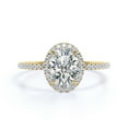 thumbnail image 1 of JeenMata 1.75 Carat oval cut Moissanite Halo Engagement Ring in 18k Yellow Gold Over Silver, 1 of 7
