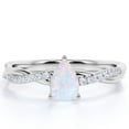 thumbnail image 1 of JeenMata 1.75 Pear Shaped Welo Opal and Moissanite Twist Engagement Ring in 18K White Gold over Silver, 1 of 7