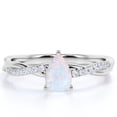 thumbnail image 1 of JeenMata 1.75 Pear Shaped Welo Opal and Moissanite Twist Engagement Ring in 18K White Gold over Silver, 1 of 7
