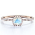 thumbnail image 1 of JeenMata 1.75 ct Genuine Rainbow Moonstone and Moissanite Cluster Halo Wedding Ring in 18K Rose Gold over Silver, 1 of 6