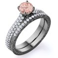 thumbnail image 1 of JeenMata 1.75 ct - Genuine Round Soft Pink created morganite - Antique - Victorian - Vintage Wedding Ring Set - 18K Black Gold over Silver, 1 of 1